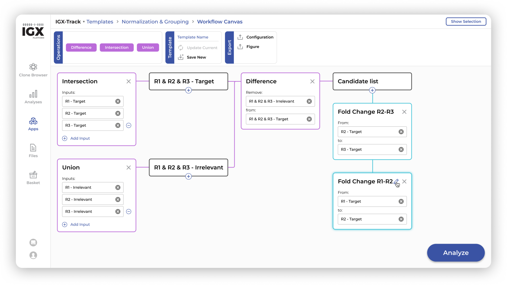 Easily configure any enrichment analysis workflow by drag-and-drop