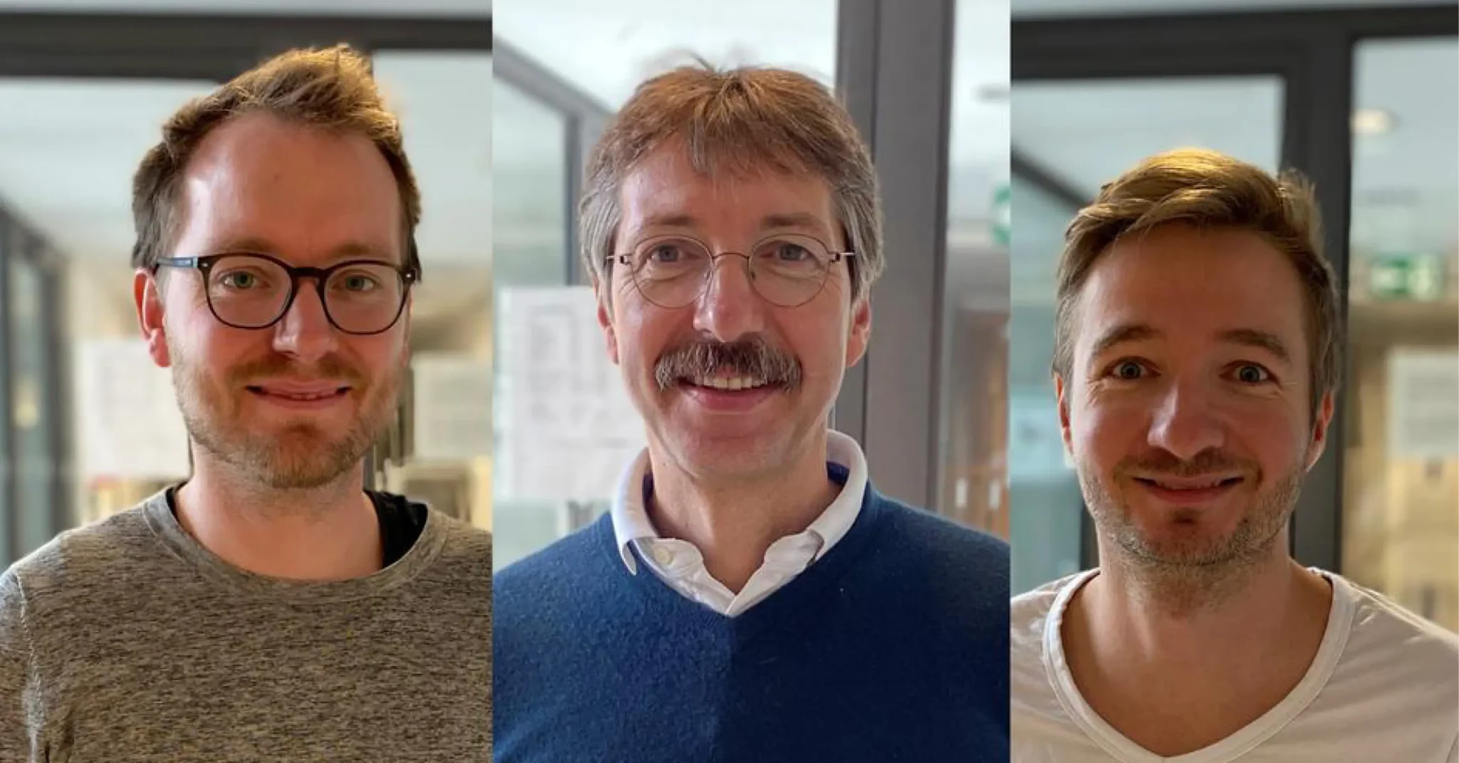 TUM immunologists Dr. Kilian Schober (left), Dr. Dirk Busch (center), and Dr. Florian Voit (right)