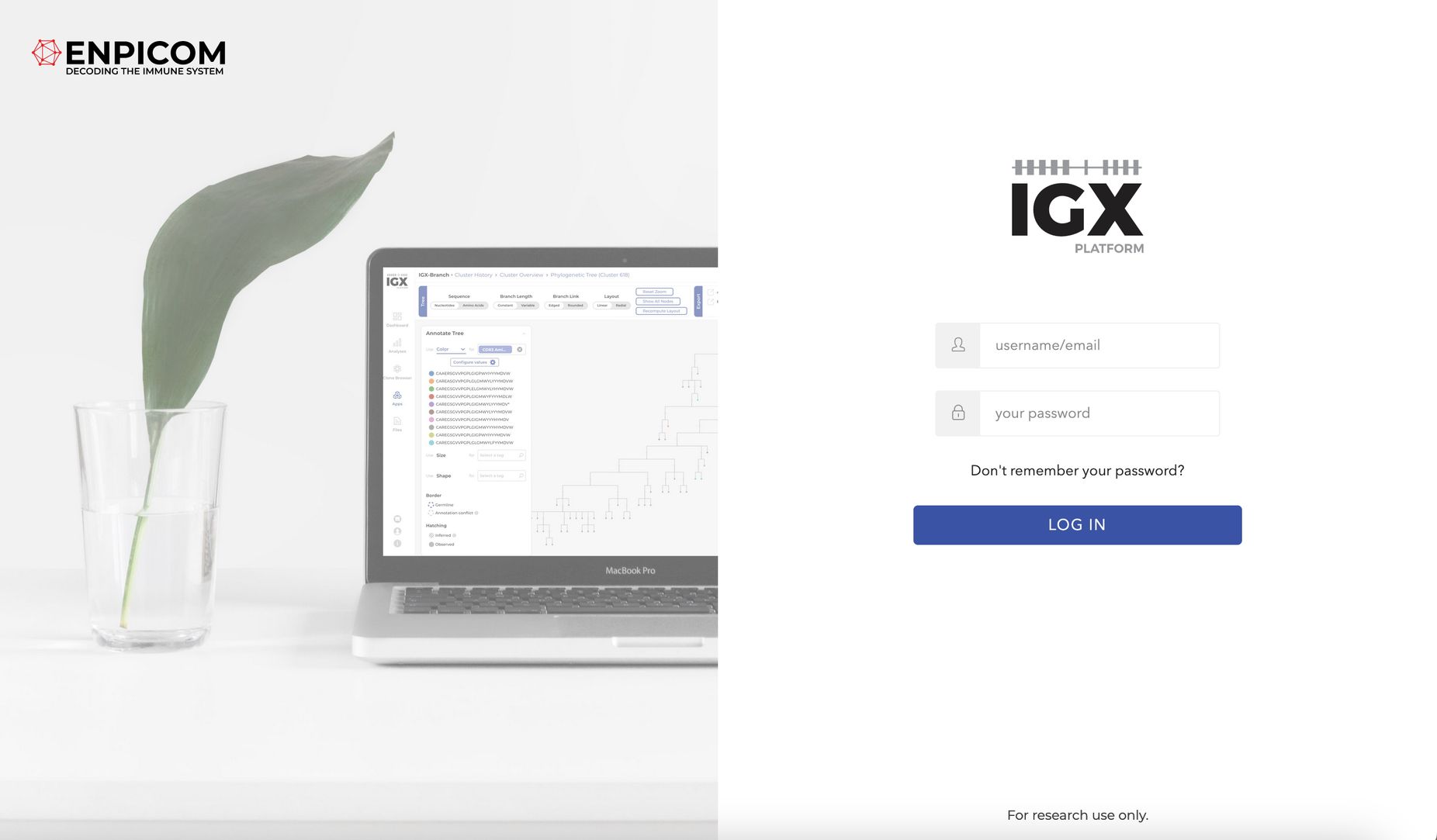 IGX platform login page