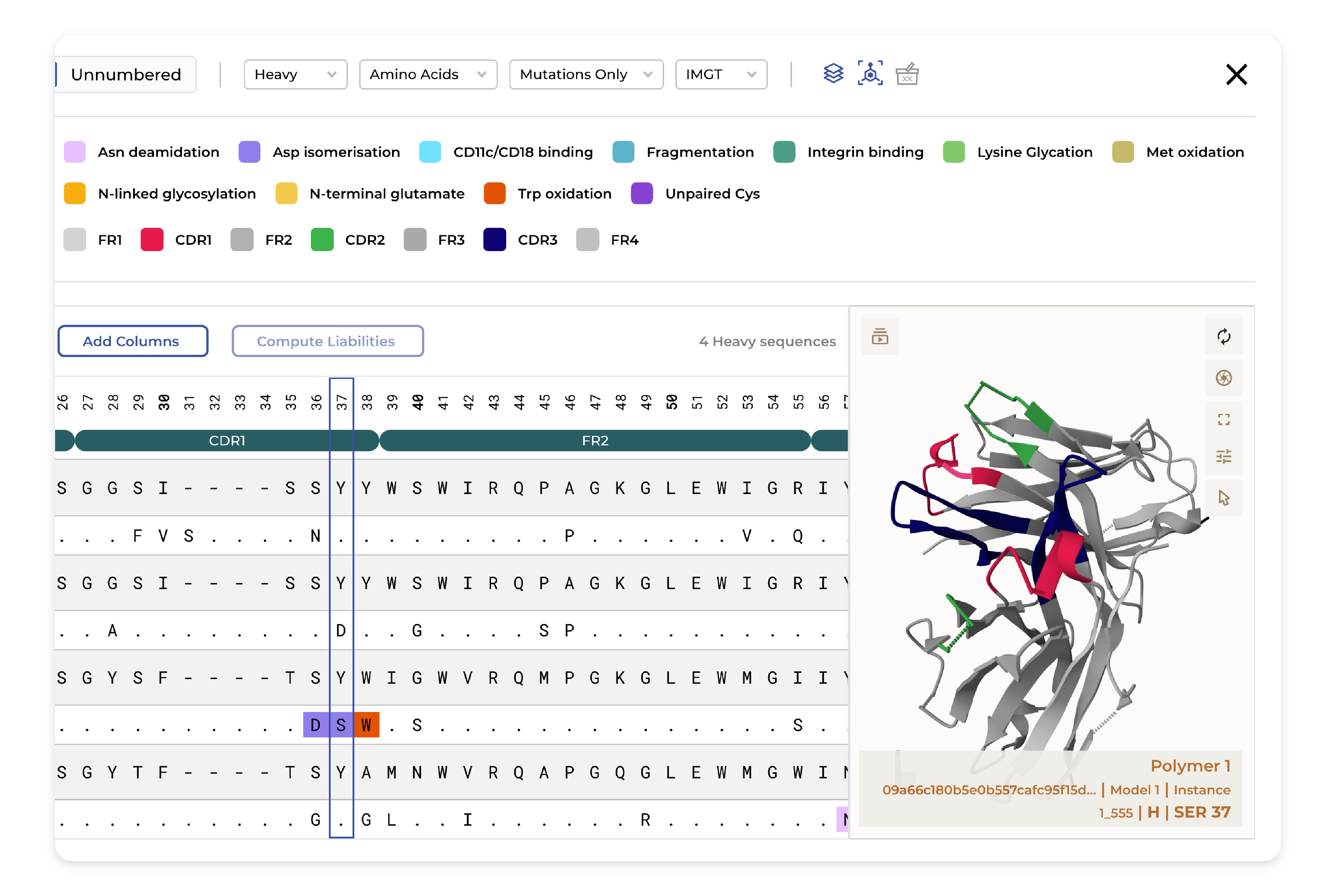 Using the 3D model predicted the ENPICOM platform helps assess the developability of candidates
